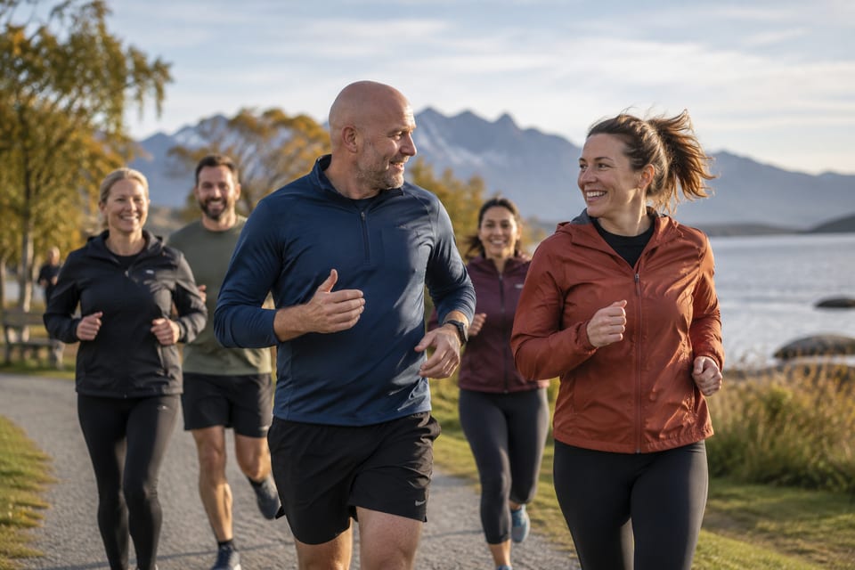 Løpere på en sti – KI-generert illustrasjonsbilde for Bodø Run Festival – løpegruppe