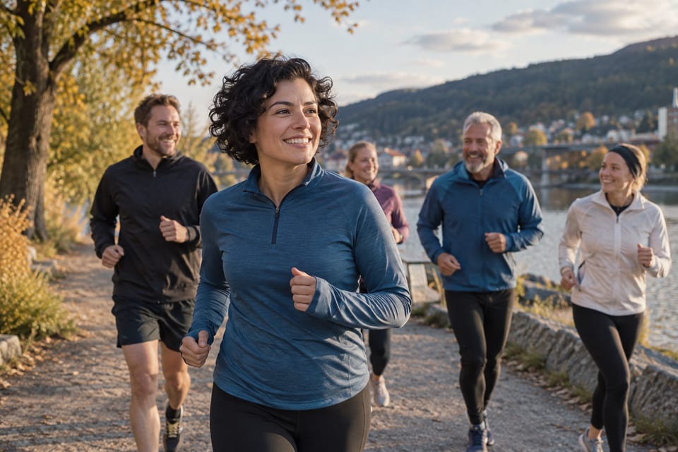 Løpere på en sti – KI-generert illustrasjonsbilde for Løplabbet Drammen – løpegruppe