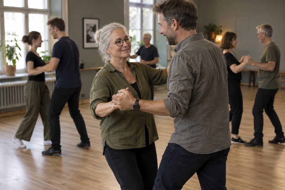 To dansere i swing – KI-generert illustrasjonsbilde for Trondheim Swingklubb – sosialdans & kurs